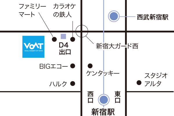 ボーカルスクールVOAT新宿校地図